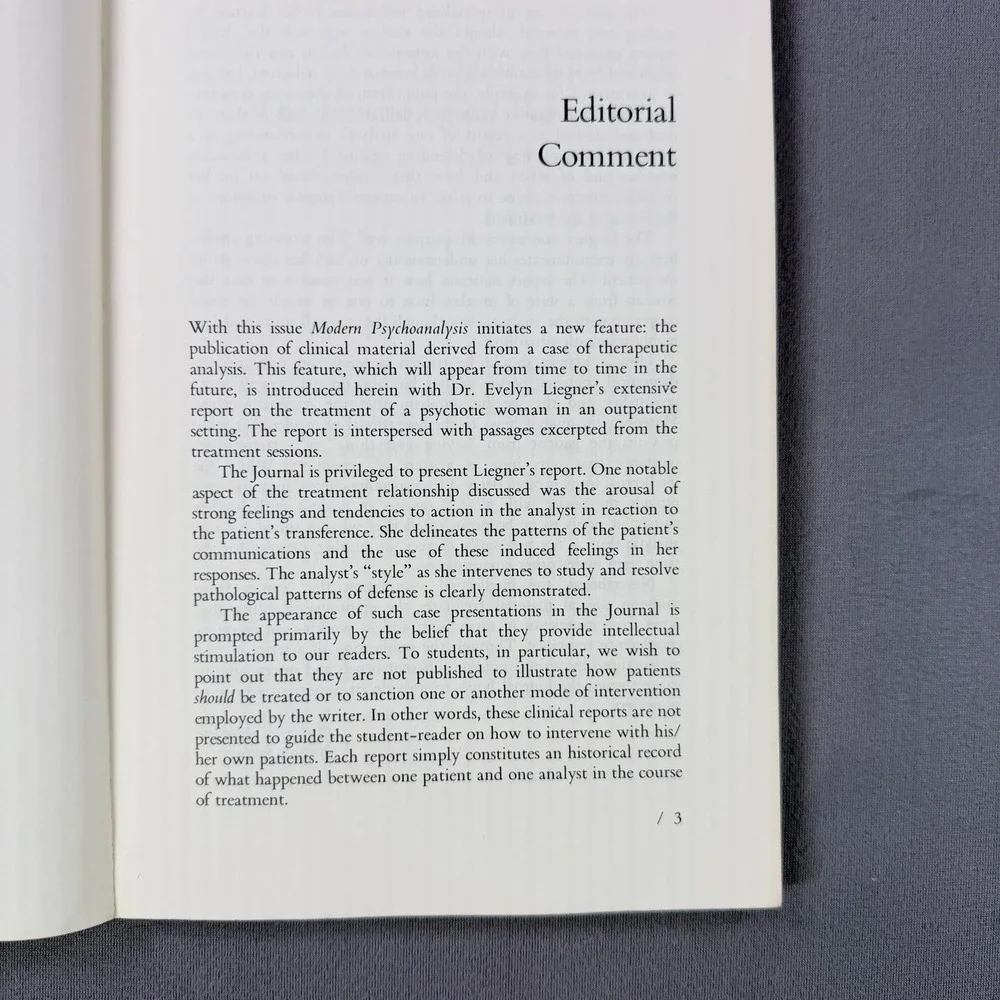 Modern Psychoanalysis Vol 5 No 1 Evelyn Liegner SoftBook 1980 Psychology Journal